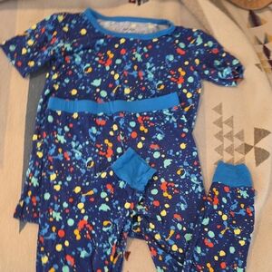 Little Sleepies Paint Party Blue Splatter Pajama Set 5/6